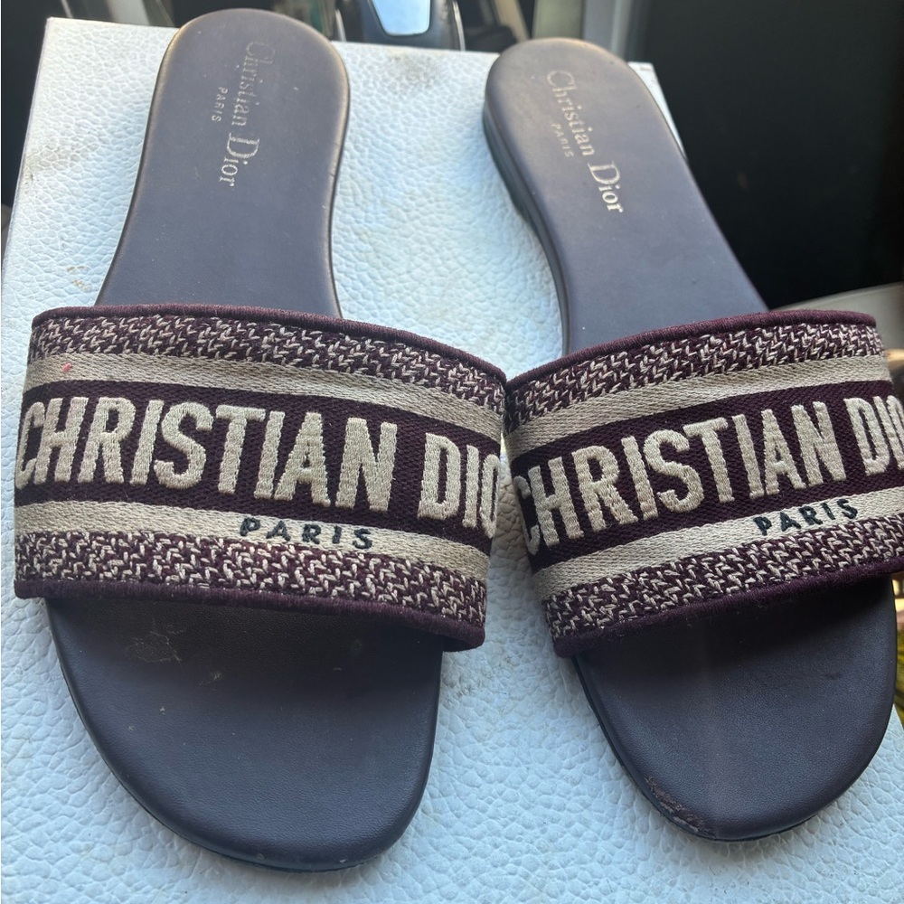 Dior Burgundy and Cream Sandals